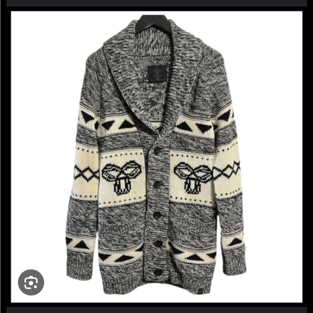 TNA Gray and Cream Knit Cardigan